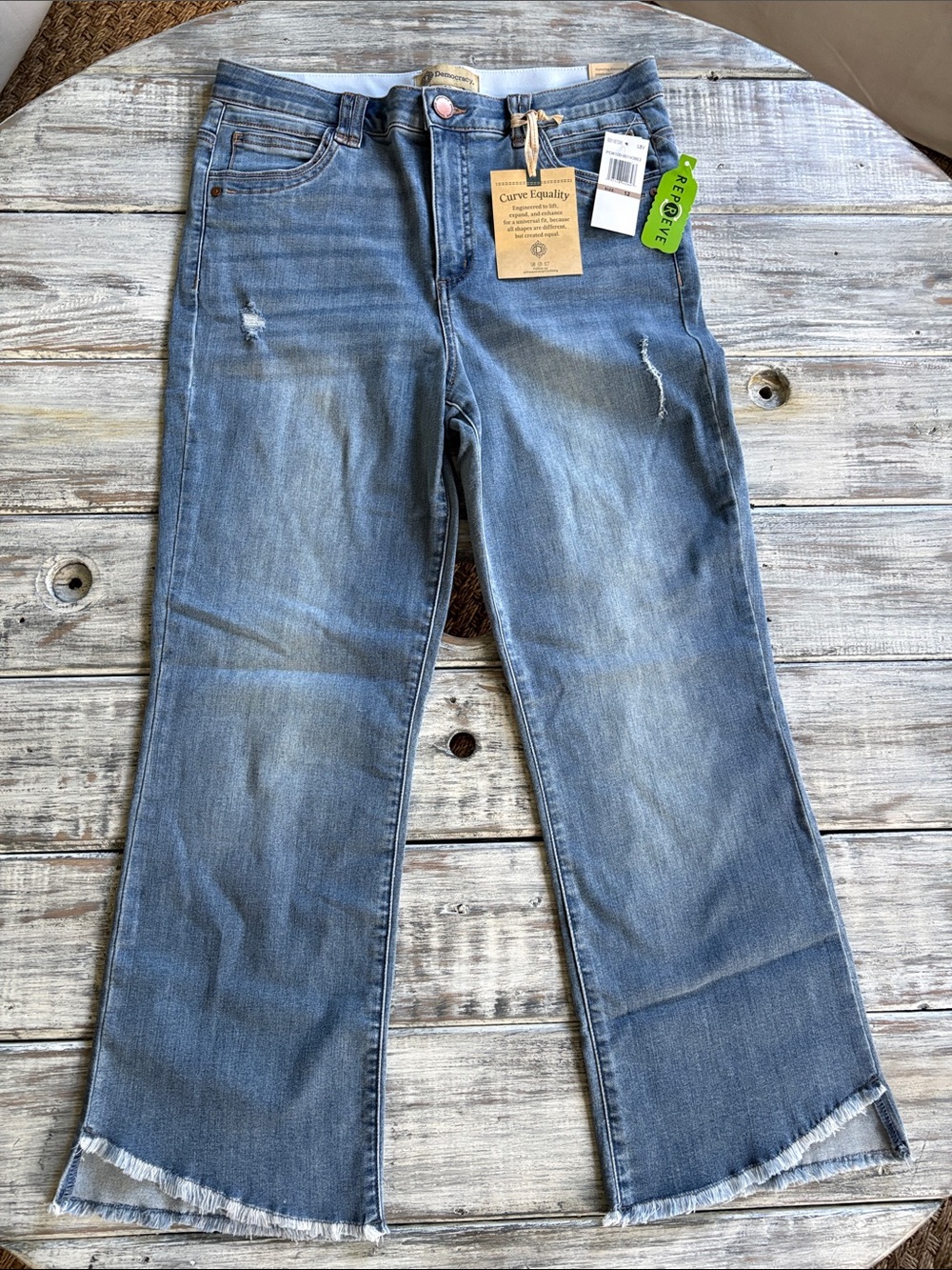 NWT, Democracy Curve equality Ab technology distressed jeans, size 12